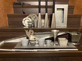 dekorations-set in anthrazit, silber, schwarz inkl. tablar