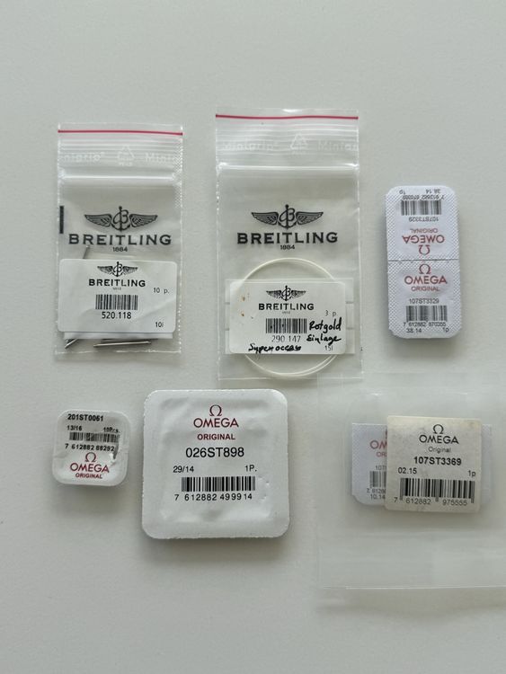 Original Breitling omega Uhren Ersatzteile Konvolut, Top! (Neu