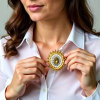 Handgemachte Champagner Kristall Perlen Brosche - Luxus Gold