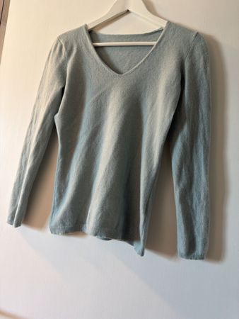 Damen Pullover Kaschmir hellblau V-Ausschnitt