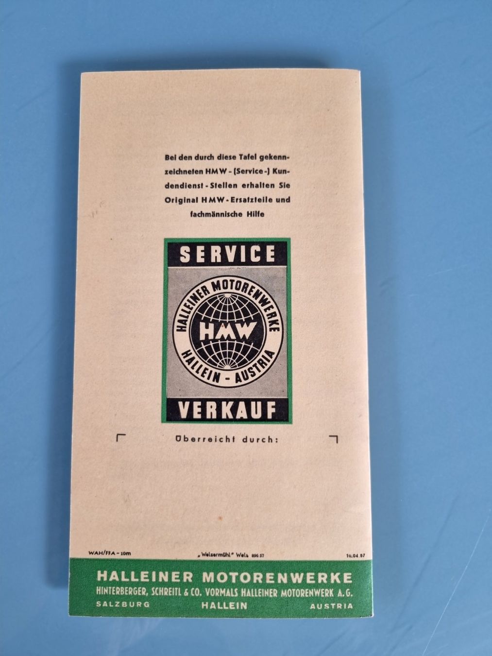 Dokumente: HMW Betriebsanleitung 1957 – Gebraucht aus Wiedlisbach von rostbudeli 4