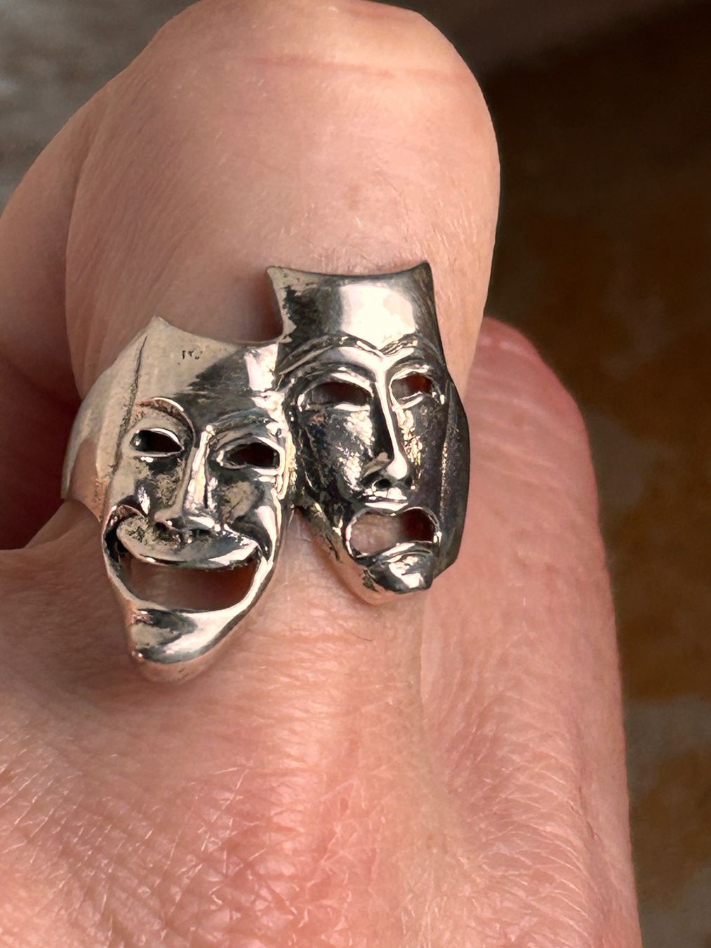 Anelli: Silber Ring, Theater Masken  (Grösse 63) – Usato da Dittingen venduto da Bellevista