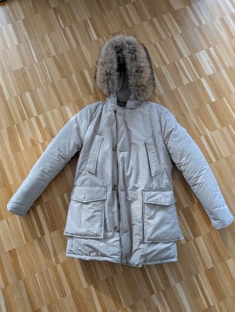 Winterjacke WHITE (echter Pelz) – weiss, neuwertig, Gr. M
