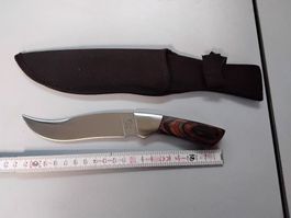 Jagdmesser mit Holzgriff und Scheide, Top Zustand!