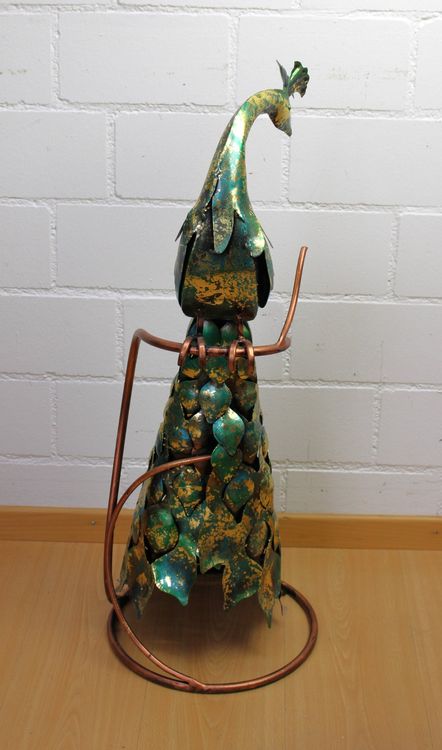 2 Metall-Pfau-Statuen Für Garten-Deko - 60cm Hoch, Wetterfest & Mit Stabilitäts-Pfahl