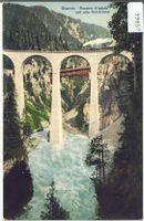 Disentis - Russein-Viadukt und alte Holzbrücke - Litho