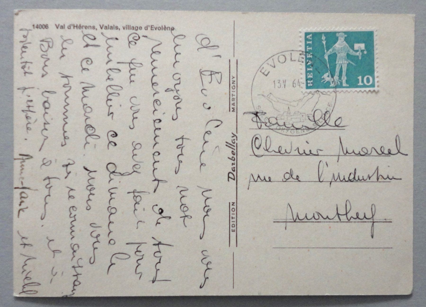 Cartoline postali: Val d' Hérens,  village d' Evolène – Usato da Fétigny venduto da Billy2miny 1