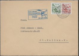 1948 Brief 1. Helicopter Post o Zch Frankatur selten ab 1.-
