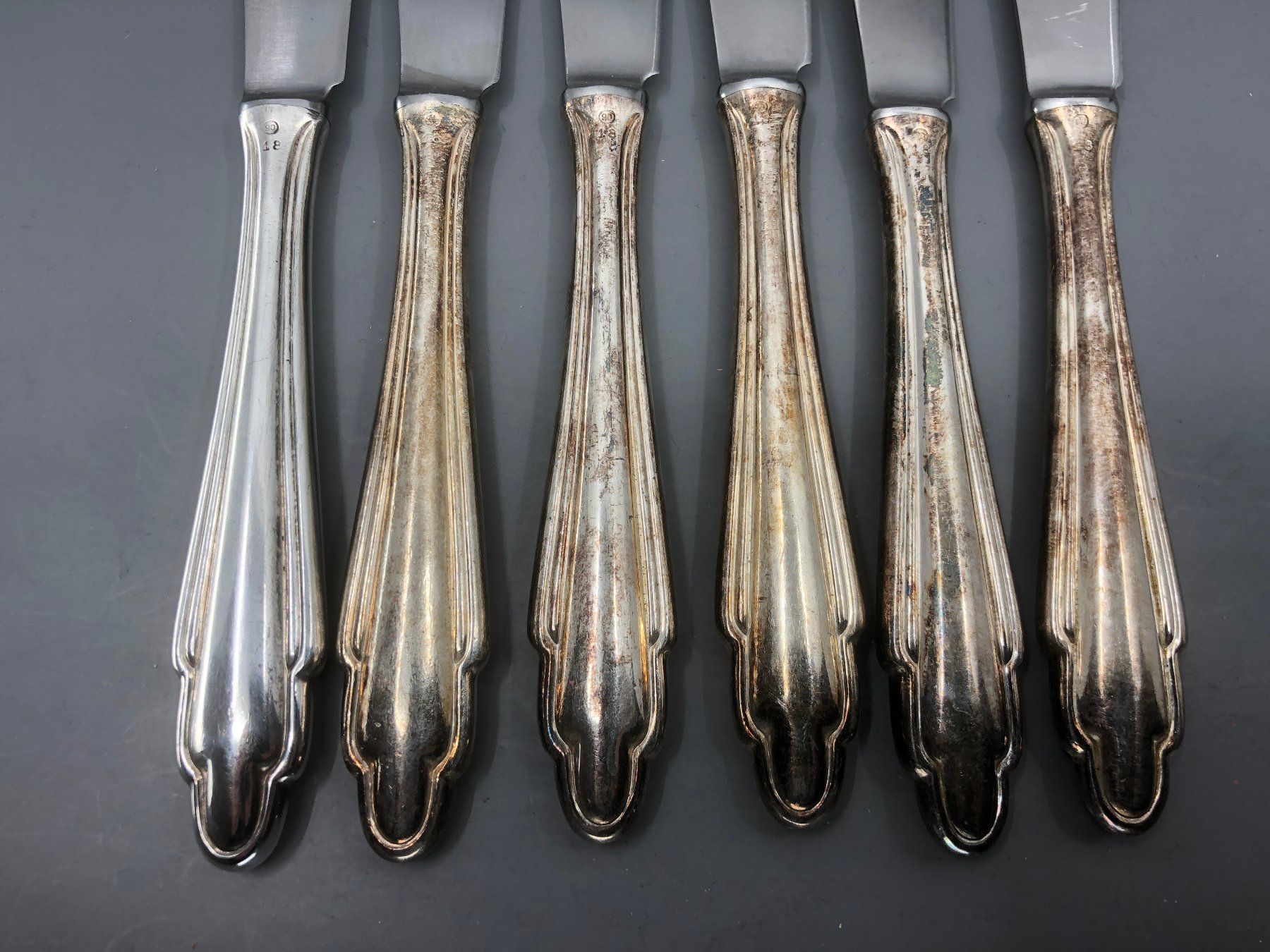 Posate: 6 Tafelmesser versilbert Skandinavisches Design – Usato da Basel venduto da Tiabeanie 7