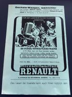 Antike Traktorenwerbung Renault 12 PS Motor Petrol