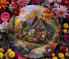 Metallschild Haus mit Garten Rund 20cm Durchmesser