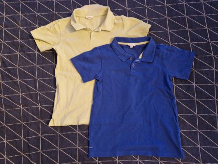 Hessnatur 2x Poloshirt blau und grün 134 BIO