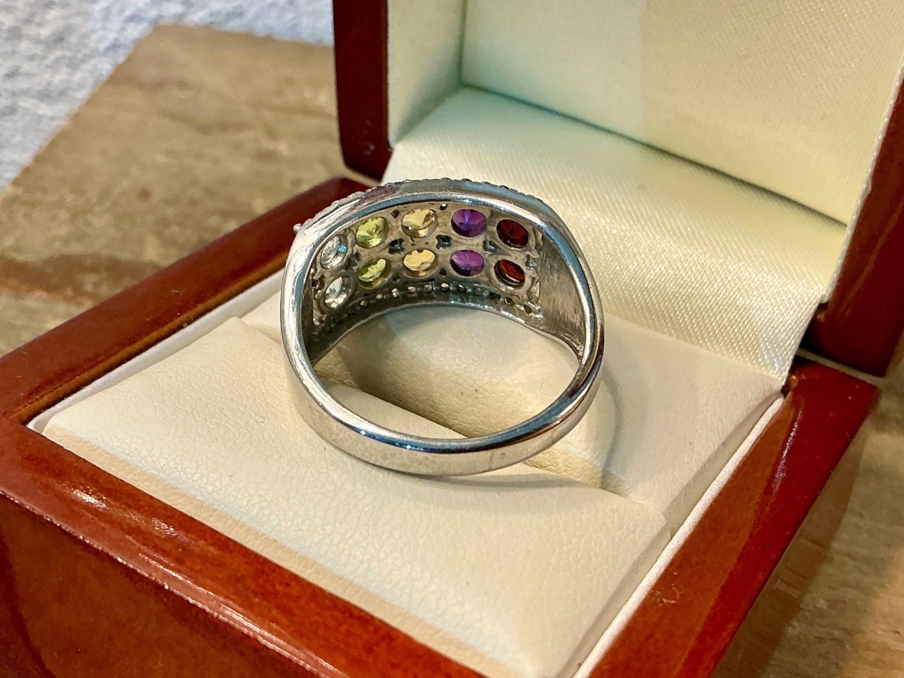 Ringe: VINTAGE RING STERLING 925 BUNTE EDELSTEINE, GR.63 – Gebraucht aus Biglen von Limarkt 5