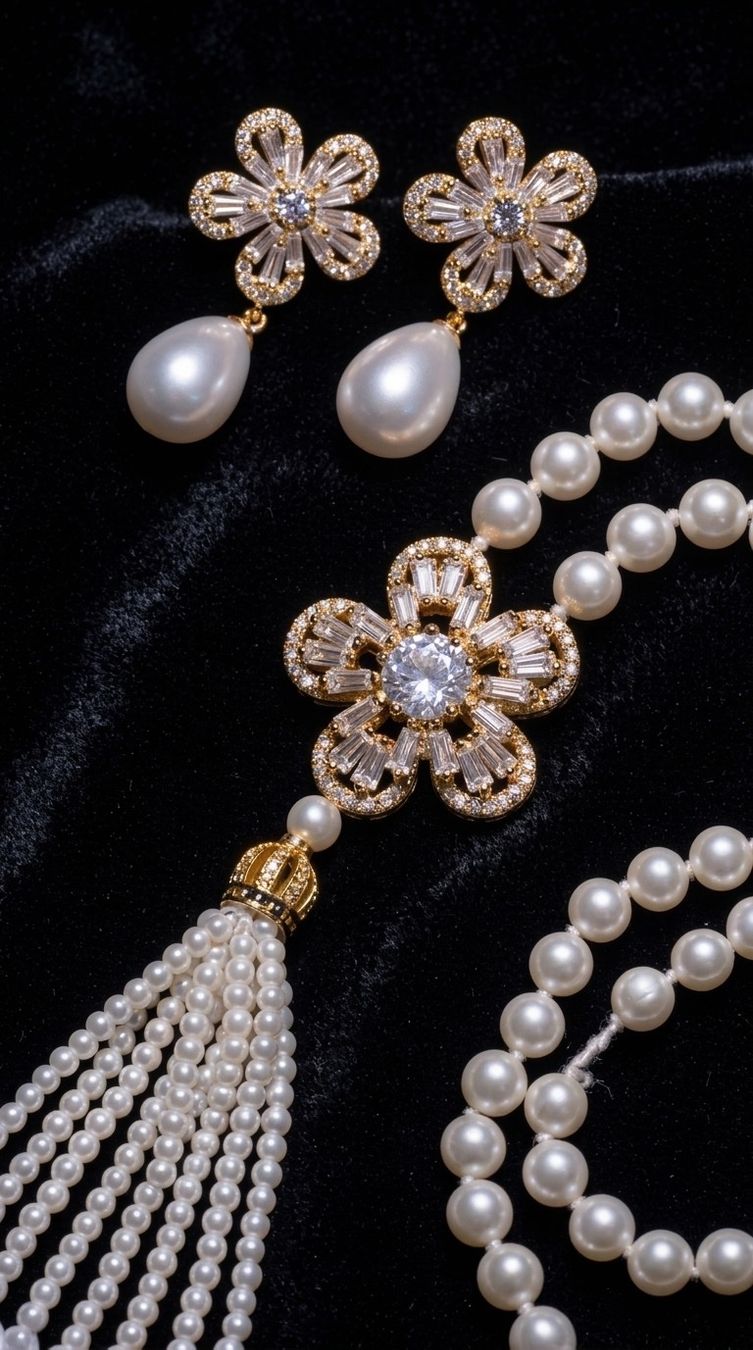 Altri gioielli: Parure collier et boucles perles fleur dorée – Nuovo e nell'imballaggio originale da St-Maurice venduto da Sandrinette123
