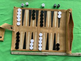 Backgammon Reisespiel Lux, echt Leder, rollbar, handgenäht