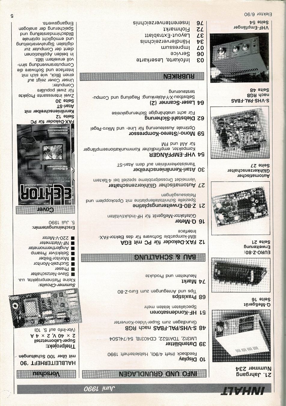 Riviste & Magazine: ELEKTOR Nr. 234 April 1990 FAX Decoder Kennlinienschreiber – Usato da Hinwil venduto da RomRay 1
