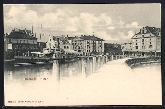 Ansichtskarten: AK Rorschach, Dampfschiff im Hafen – Gebraucht aus Berlin von bartko-reher