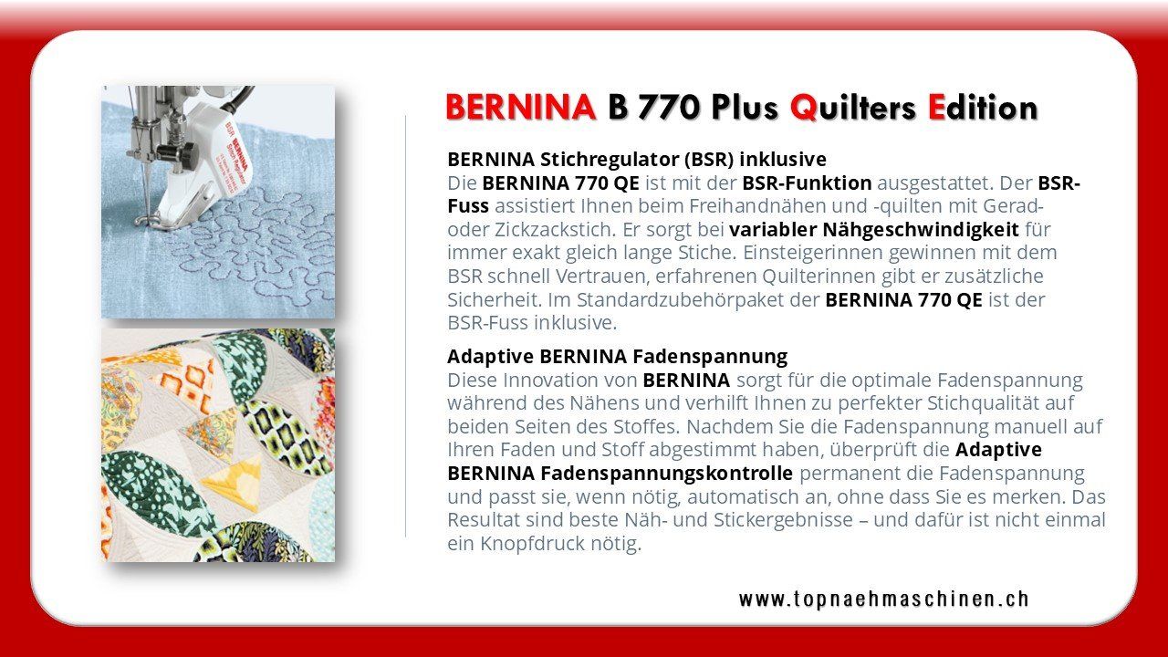 Bernina Macchine da cucire: BERNINA 770QE Plus – Nuovo e nell'imballaggio originale da Bülach venduto da topnaehmaschinen 3