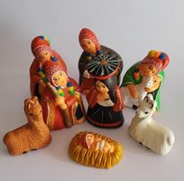 Peru: 8 wunderschöne Keramik Krippefiguren, Neu!!