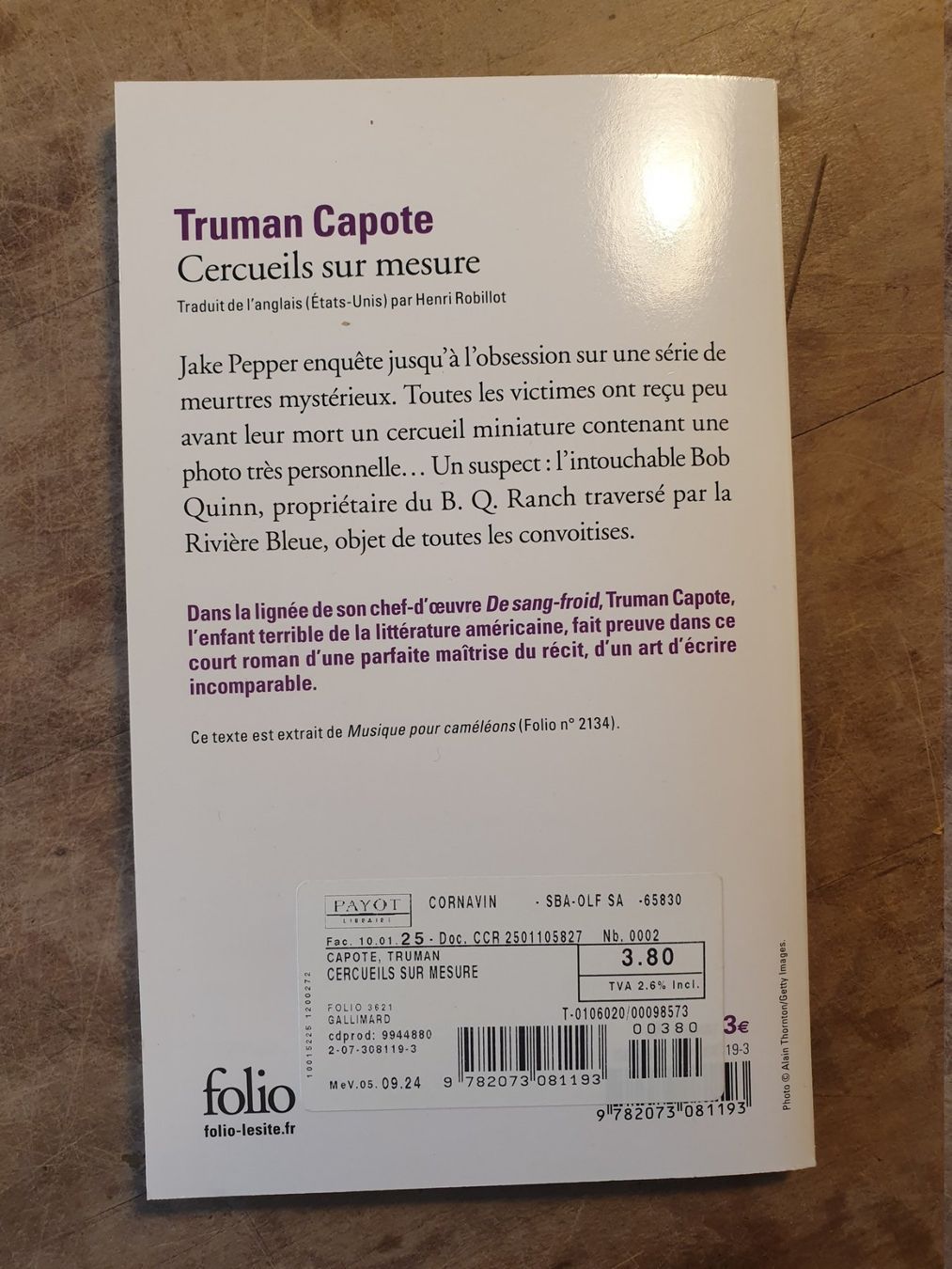 Libri: Cercueils sur mesure Truman Capote Folio – Usato da Zürich venduto da loosebone 1
