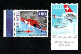 2 Flupostmarken 1 Fr. und 1.80 **