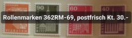RO26) 362RM-369RM, Rollenmarken Satz postfrisch Kt.30.-
