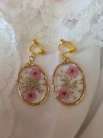 Blumen Ohrclips Trockenblume Clips Frühling Rosa Pink NEU