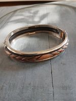 Vintage silberner Klapp Armreif m.Kupfer Schnitz Elementen.