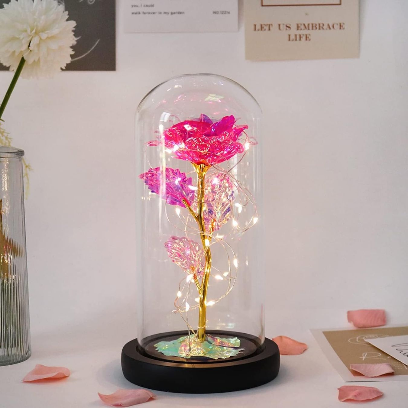 Ghirlande e barre luminose: Infinity Rose in Glaskuppel, LED-Lichterkette – Nuovo e nell'imballaggio originale da Nuglar venduto da SaleRitter 3