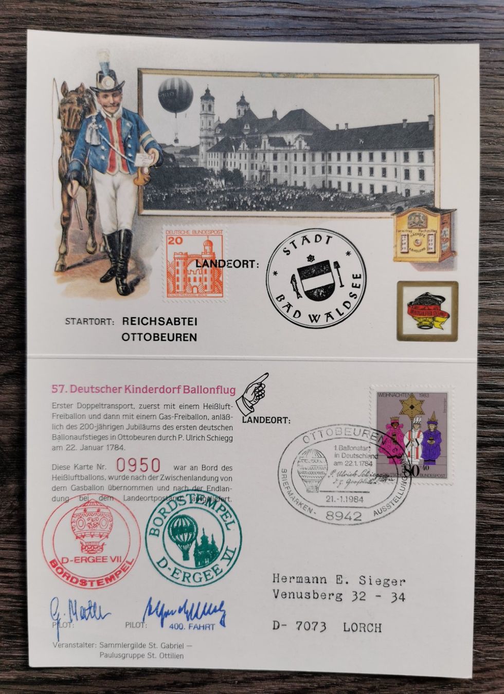 Alle Briefmarken: TR87 Document + Timbre Allemagne 1984 Grand Format – Gebraucht aus Cousset von Patrick_Collections