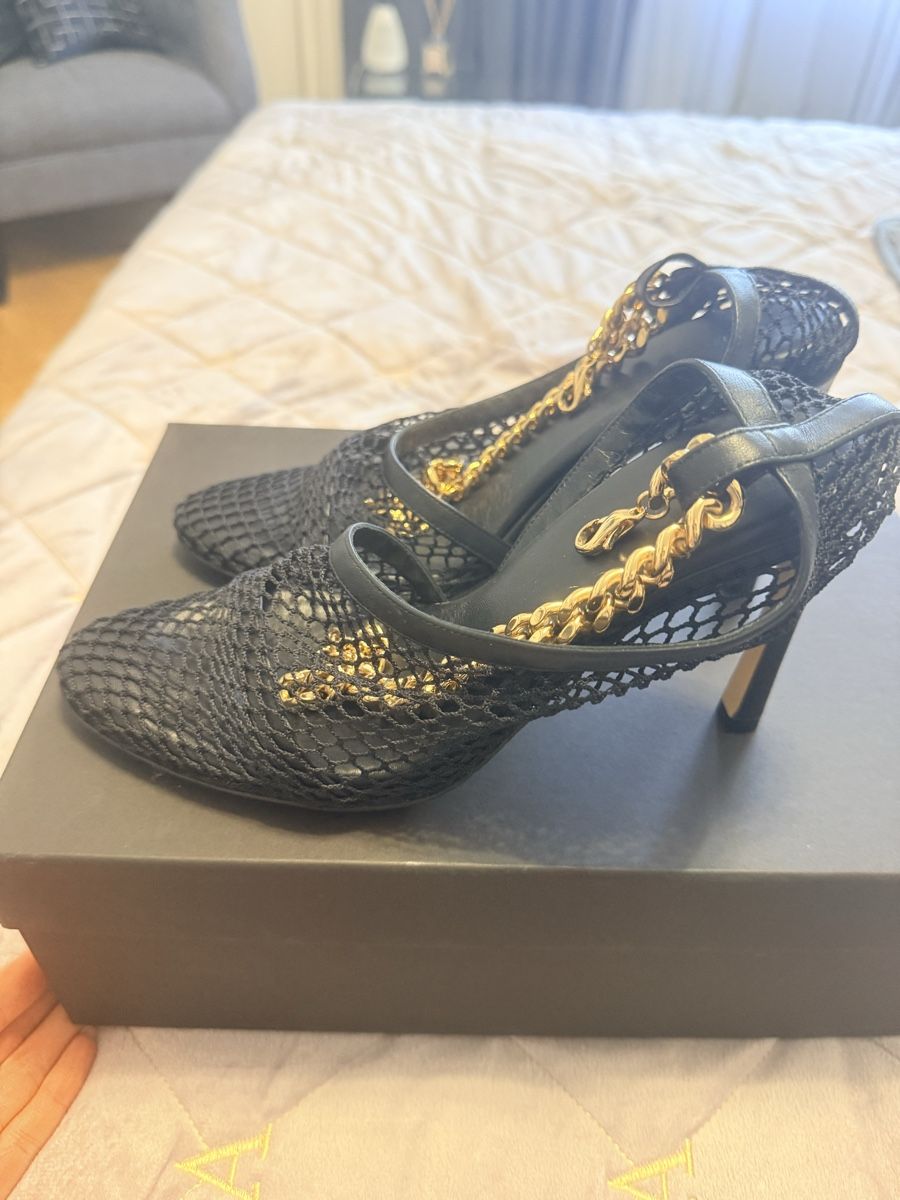 Bottega Veneta Damenschuhe: Bottega Venetta Mesh Chain Leather ankle strap sandals – Neu (gemäss Beschreibung) aus Genève von iri_f78b 1