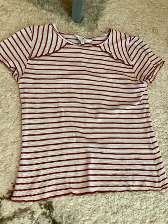 Shirt strick rot weiss gestreift S