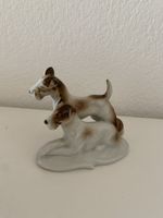 Hübsche Hunde Figur aus Porzellan, Vintage Deko Rarität