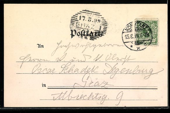 Cartoline postali: Künstler-AK Ermatingen, Panorama, 1899 – Usato da Berlin venduto da bartko-reher 1