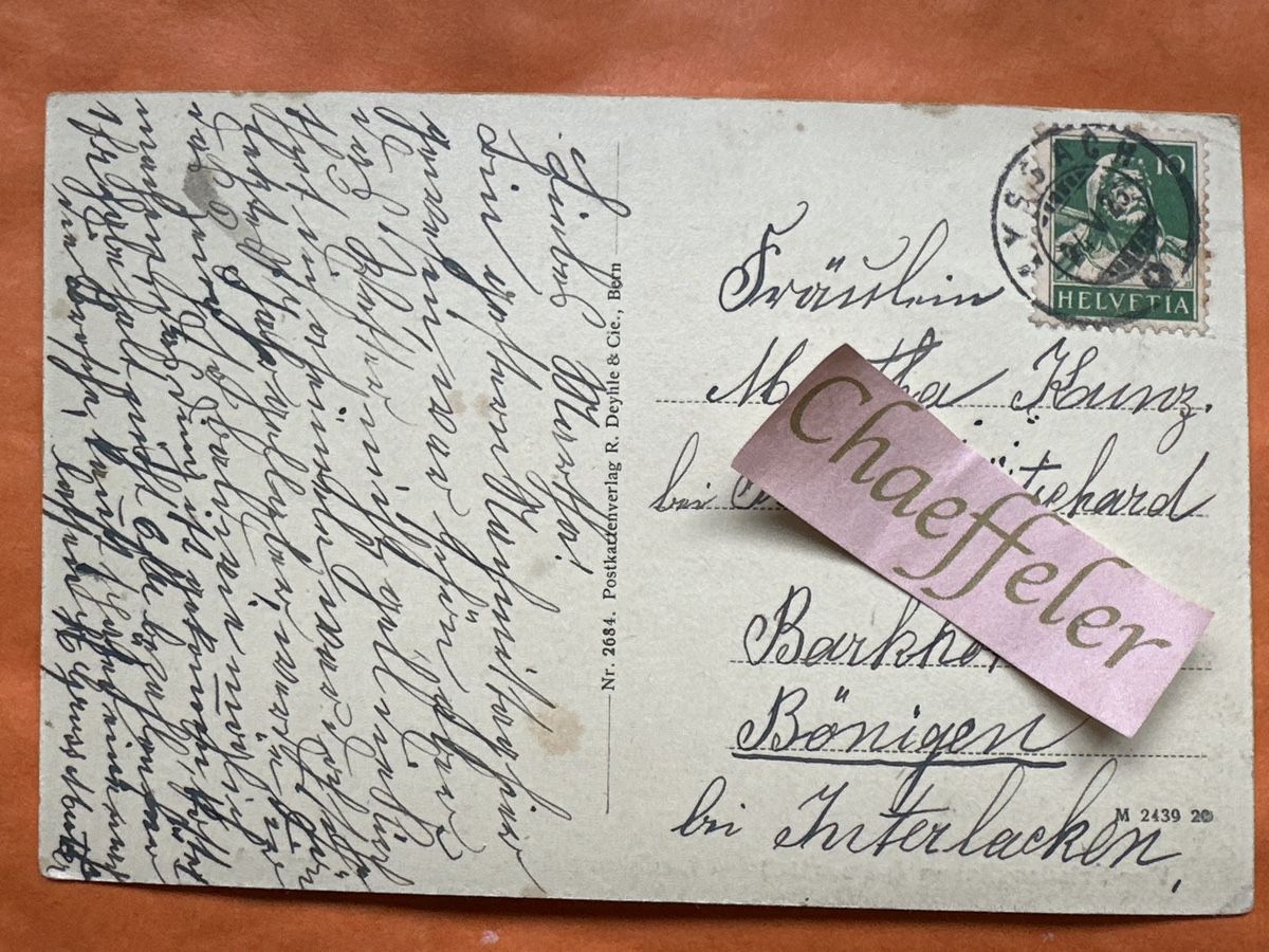 Cartoline postali: 1925 Vier Friedenslinden, Kirche Kirchberg BE,  – Usato da Zürich venduto da Chaeffeler 1