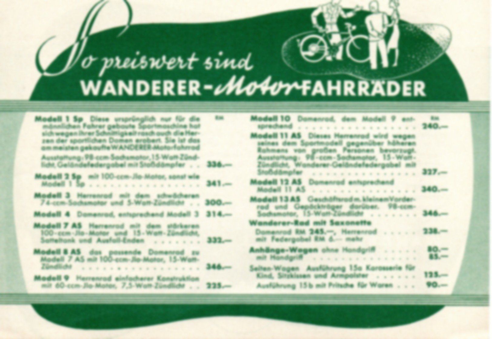 Strada: Wanderer-Motorfahrräder - Originalpreisliste – Usato da Malans GR venduto da Chueche427