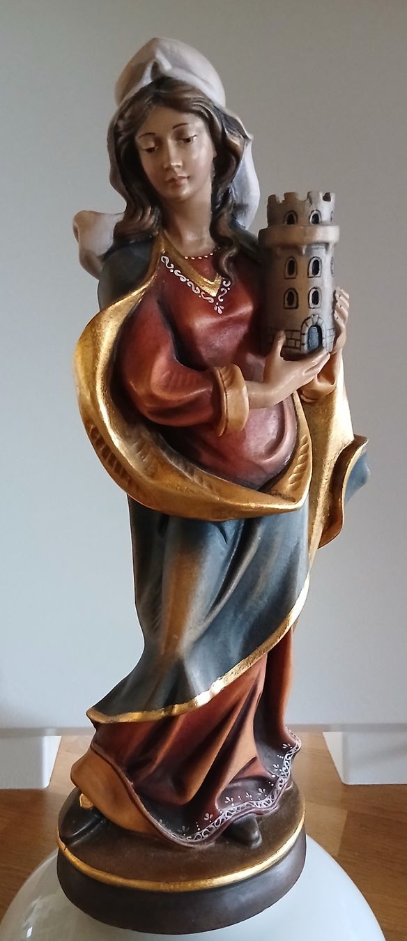 Figuren: Handbemalte Holzstatue der Heiligen Barbara – Gebraucht aus Herisau von salomon57