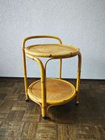 Vintage Bar Wagen Beistelltisch Bambus & Rattan auf Räder