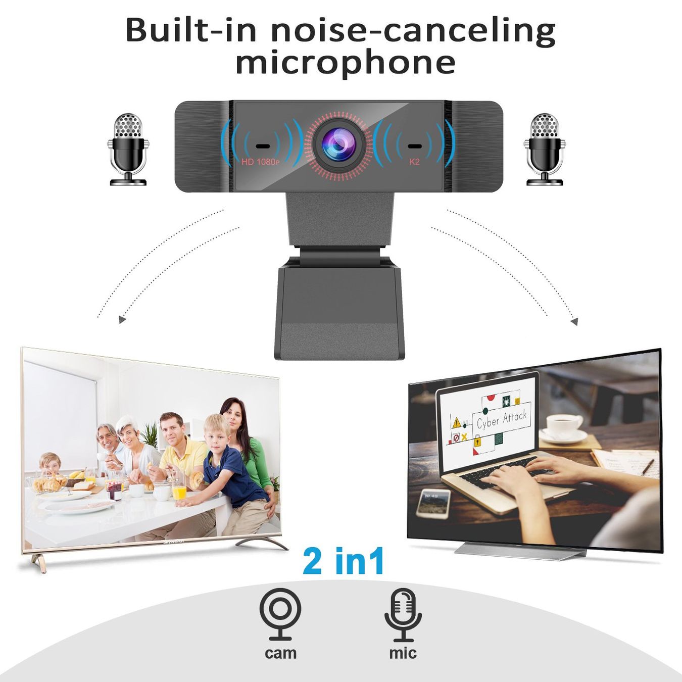 Webcam: 2 x Web Camera, HD, USB Anschluss Typ A, plug and play, NEU – Nuovo e nell'imballaggio originale da Ebikon venduto da aletechnik 7