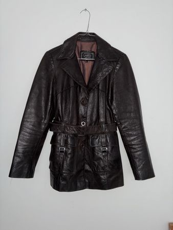 Vintage Ledermantel GIOVANNI PARIS Grösse 2 braun gebraucht