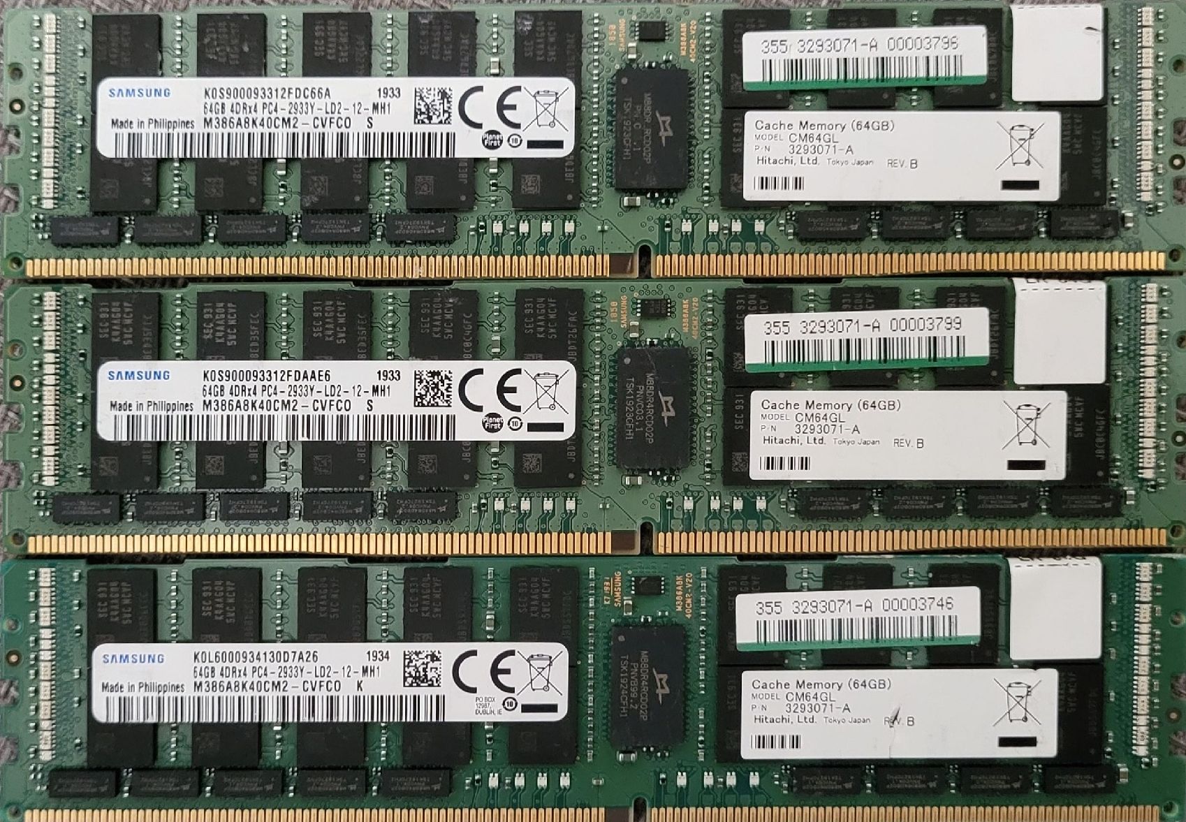 Samsung Memoria / RAM: 3x Samsung 64GB PC4- 2933Y- DDR4 RAM Module. – Usato da Zürich venduto da Gulbi1919