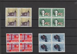 Viererblock-Satz postfrisch 1958, Kat. 20.- Fr.