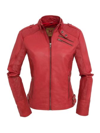 Rote sportliche Damen Lederjacke aus echtem Leder 38 NEU