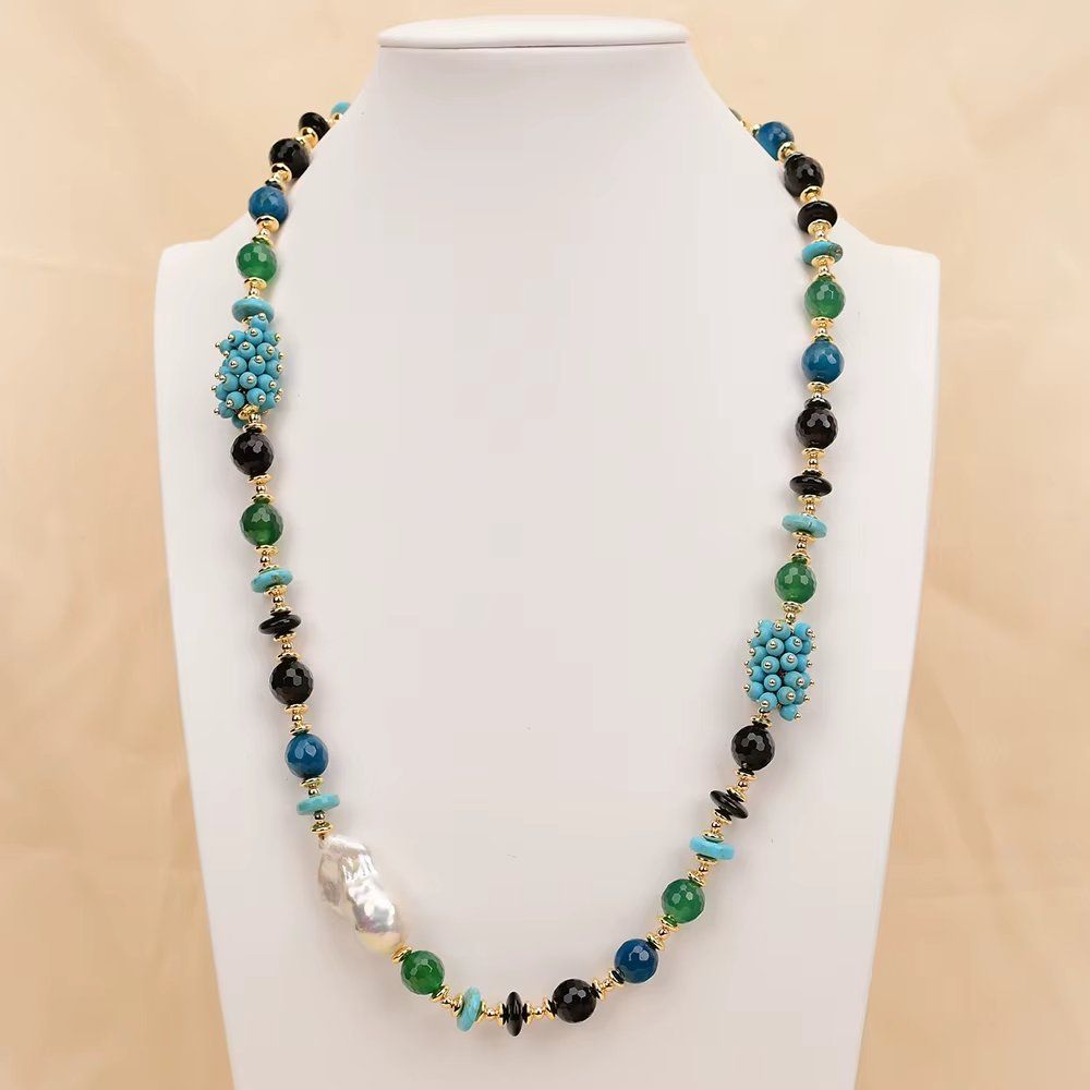 Ketten: Lua 60 cm Achat Perle Halskette Echt Collier agates perle – Neu (gemäss Beschreibung) aus Prilly von ilyria73 2