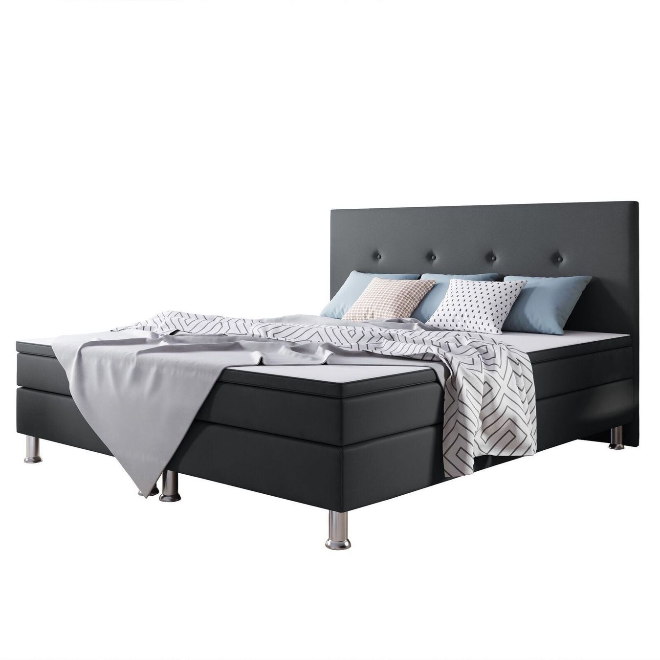 Betten: Boxspringbett 180x200 Anthrazit Doppelbett Bett Hotelbett – Neu und originalverpackt aus Wallenwil von toesstal-vertrieb