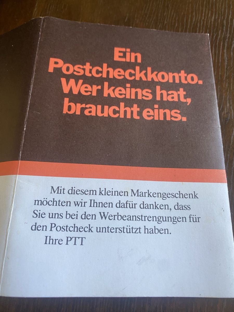 Tutti i francobolli: 1977Schweizer Briefmarken PTT Postscheckkonto Viererblock, – Usato da Baden venduto da swiss-alps 6