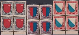 1920, J15-J17 Satz Viererblöcke postfrisch **. Kat: 240.-