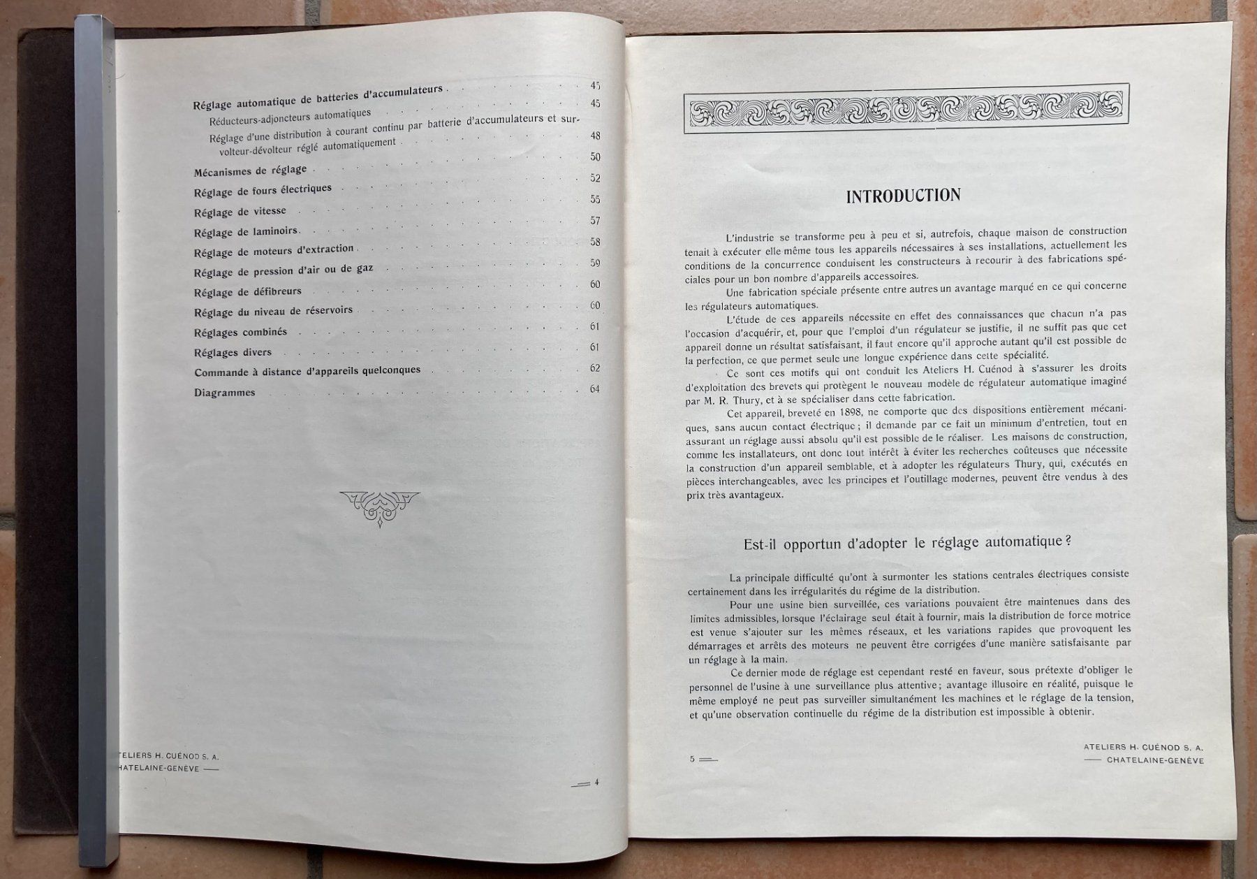 Documenti: Régulateurs automatique système R. Thury - Ateliers Cuénod – Usato da Versoix venduto da HELVETICA_1 2
