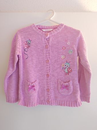 Mädchen Strickjacke mit Käfer Motiv pink, Grösse 86