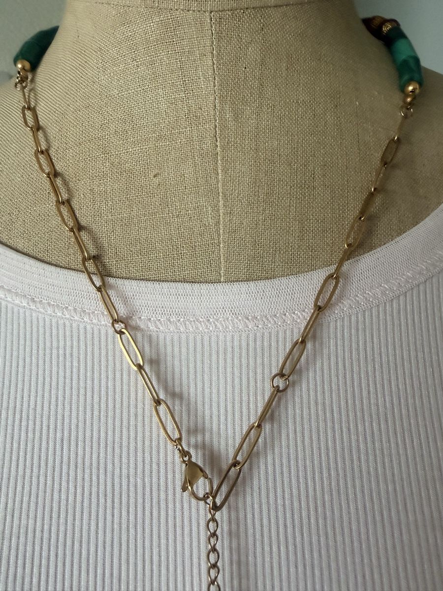 Ketten: Unique Malachite & Ruby Beaded Necklace - Statement Piece – Neu (gemäss Beschreibung) aus Bouveret von dou_g8q7 5